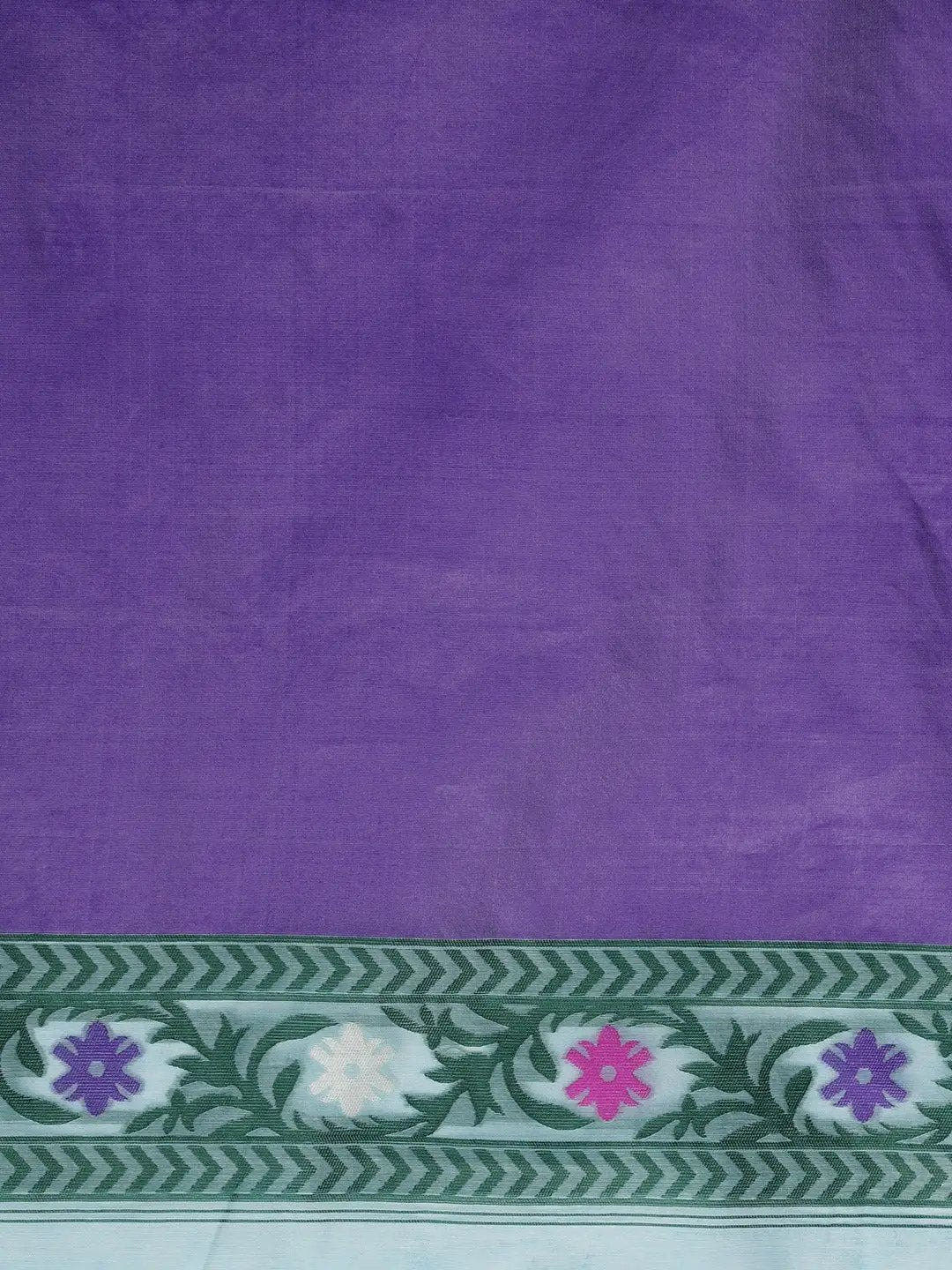Slate Blue Dhakai Jamdani Cotton Silk Saree