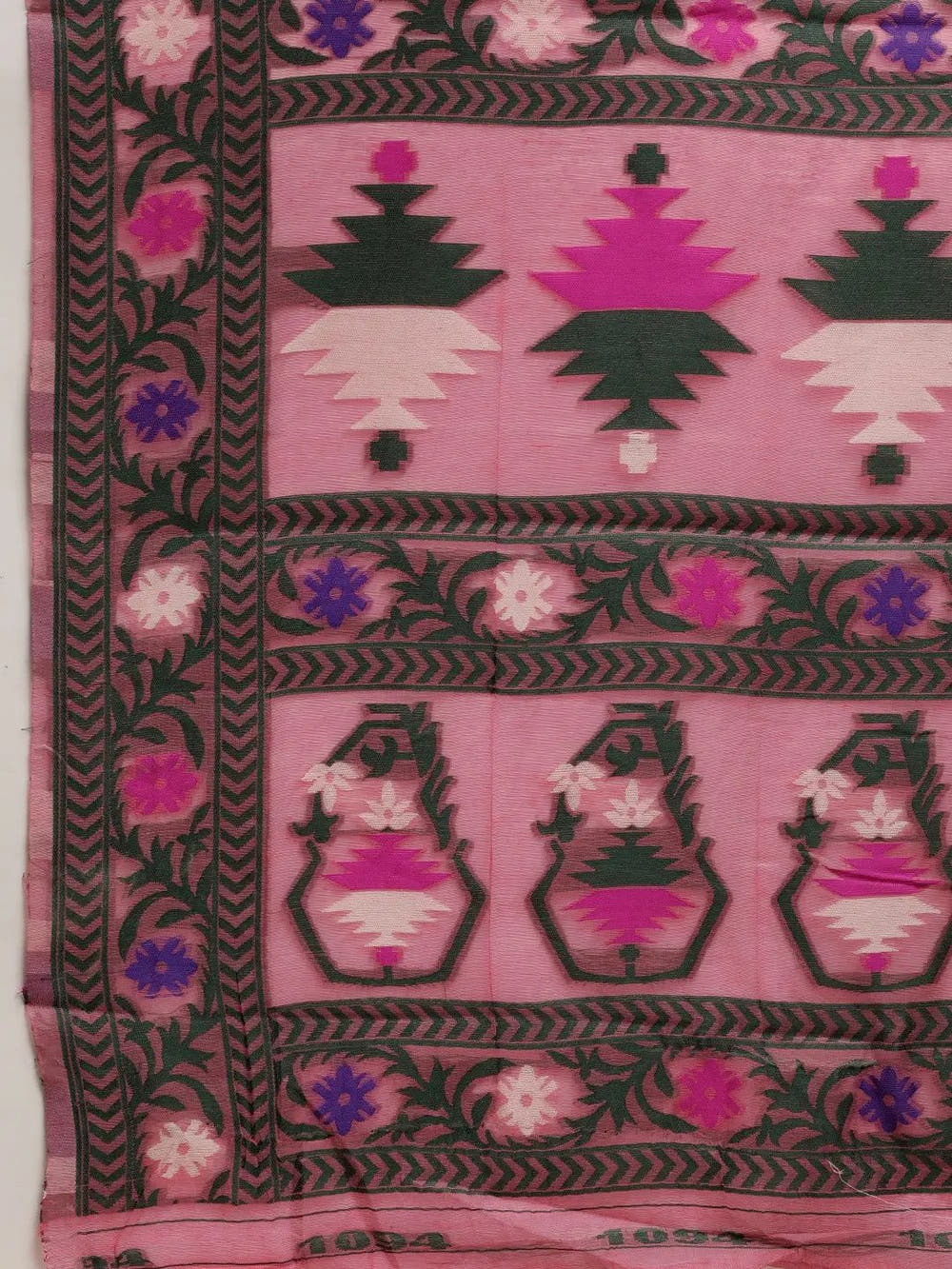 Dusty Pink Dhakai Jamdani Cotton Silk Saree