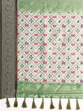  Ikkat Digital Print Soft Silk Saree
