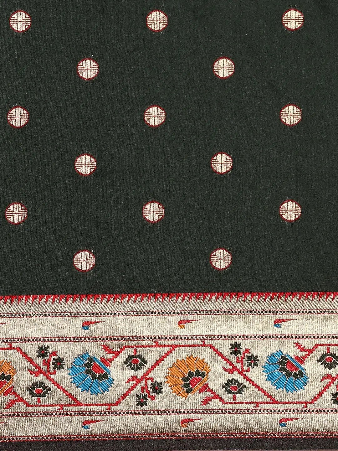 Dark Green Colour Yevla Paithani Soft Silk Saree