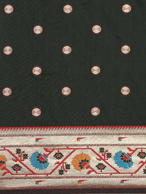 Dark Green Colour Yevla Paithani Soft Silk Saree