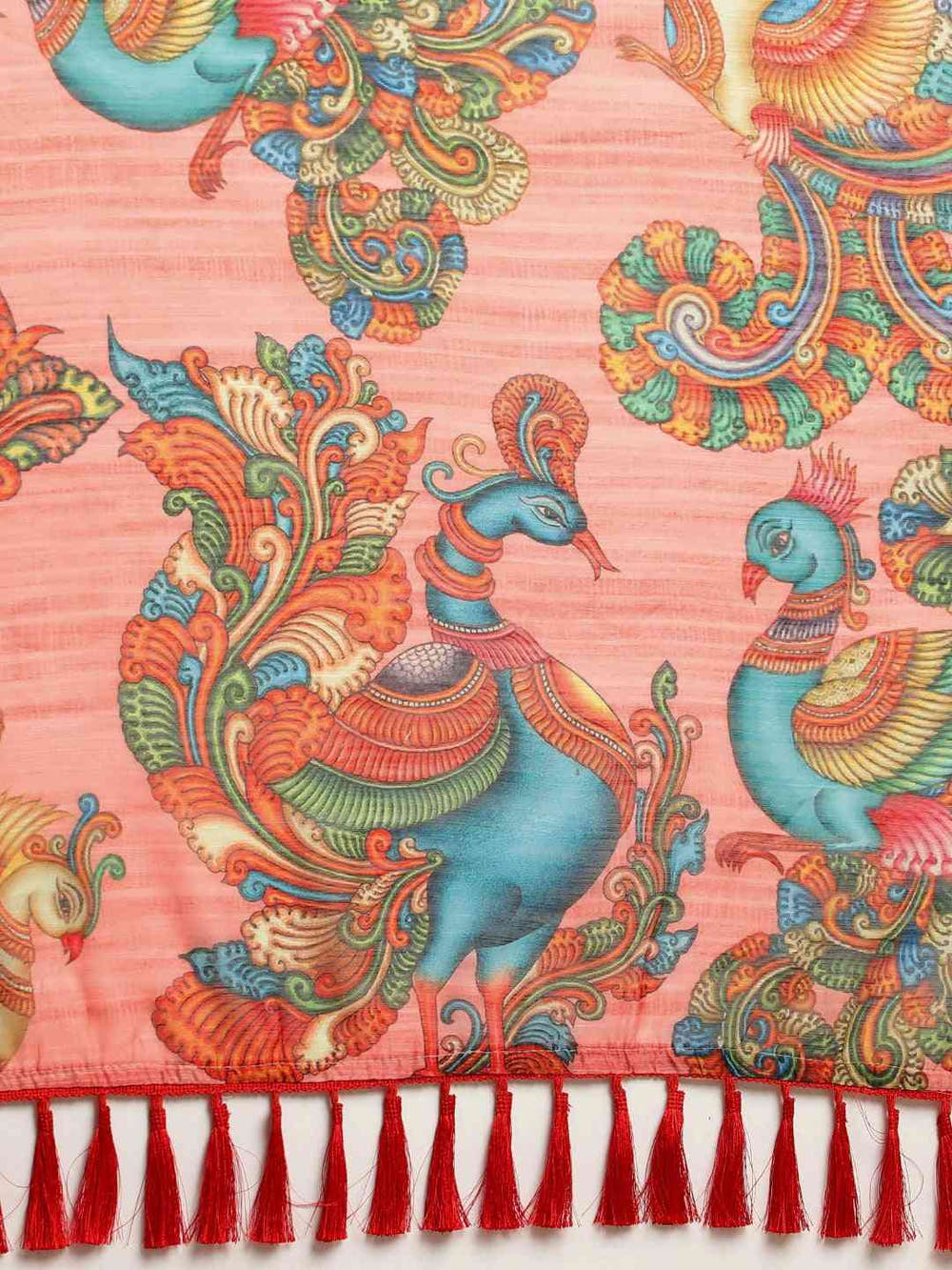 Pink Colour Kalamkari Linen Print Saree With Resham Tassel