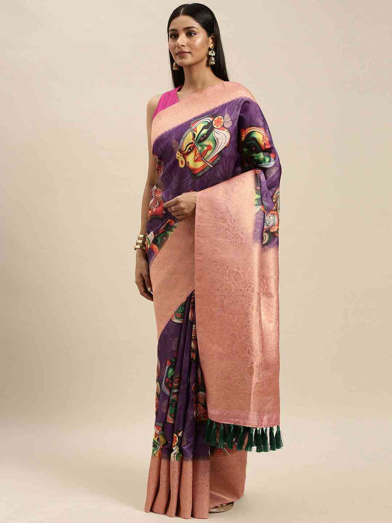 Banarasi Katan Silk Kalamakri Digital Print Saree