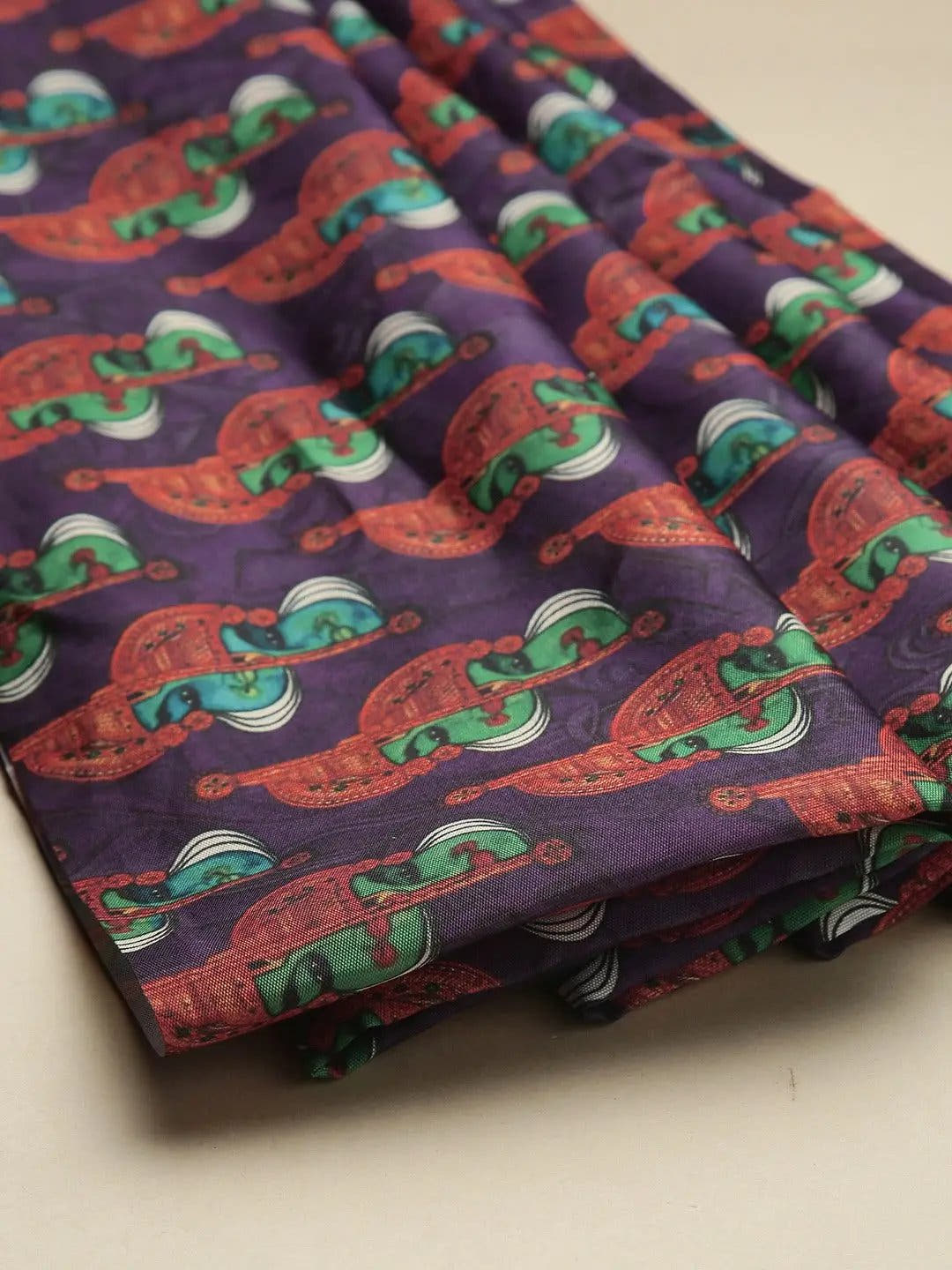 Banarasi Katan Silk Kalamakri Digital Print Saree
