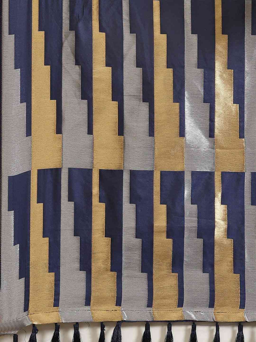 Stylish Navy Colour Ethnic Motifs And Zari Silk Banarasi Saree