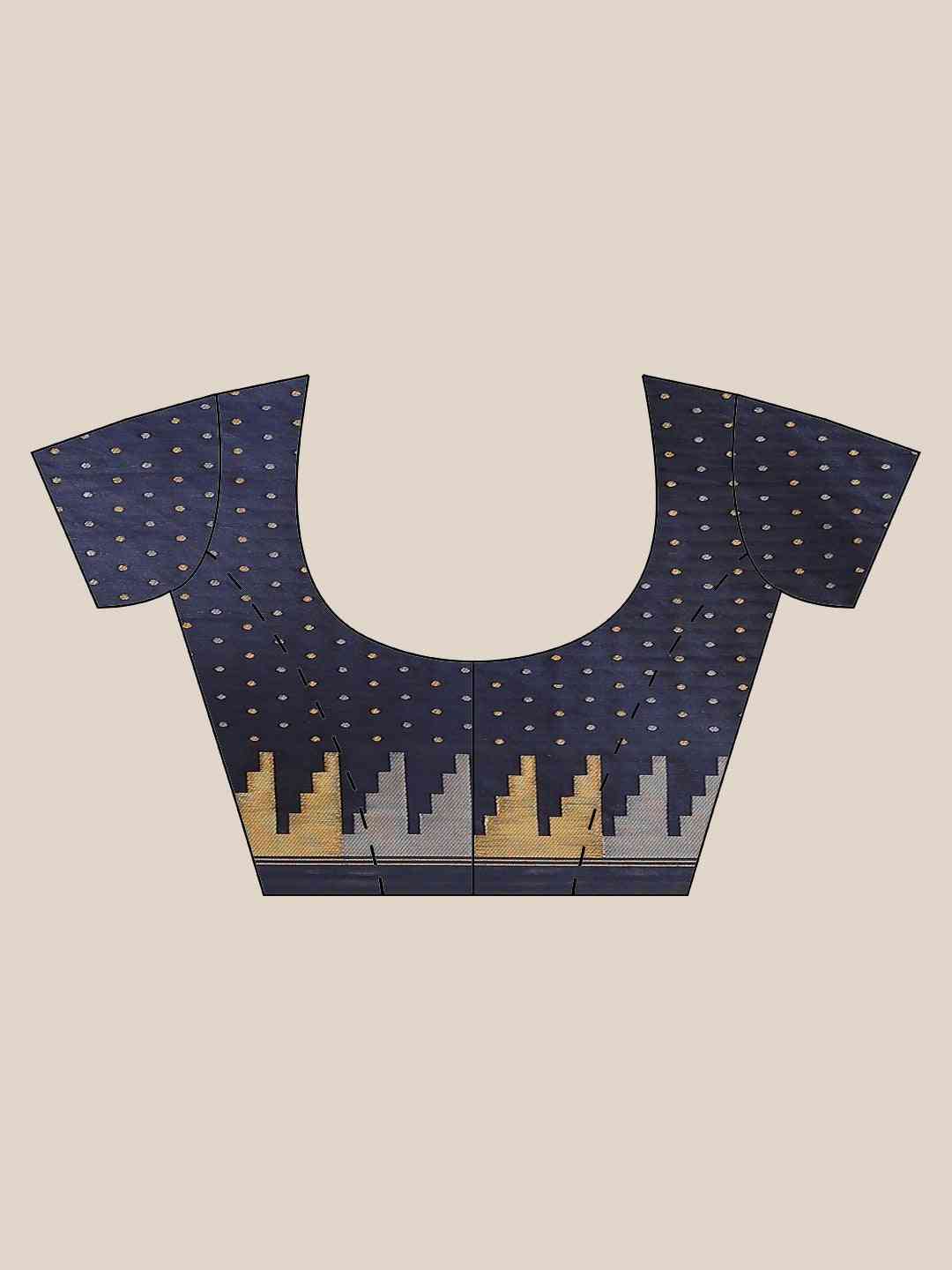 Stylish Navy Colour Ethnic Motifs And Zari Silk Banarasi Saree