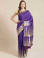 Stylish Purple Colour Ethnic Motifs And Zari Silk Banarasi Saree