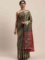 Banarasi Silk Cotton Black Colour Woven Design Saree