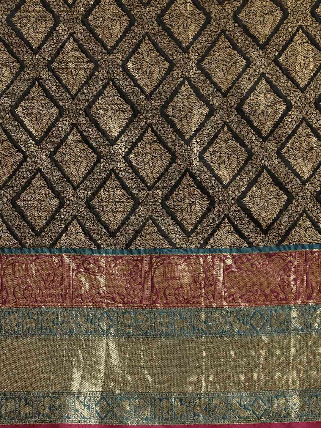 Banarasi Silk Cotton Black Colour Woven Design Saree