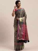 Banarasi Silk Cotton Navy Colour Woven Design Saree