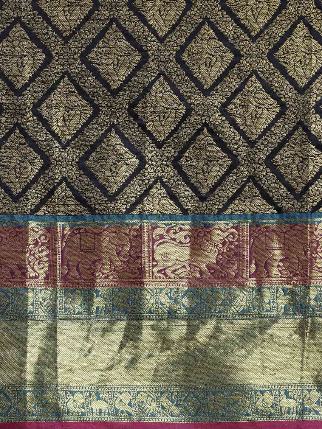 Banarasi Silk Cotton Navy Colour Woven Design Saree