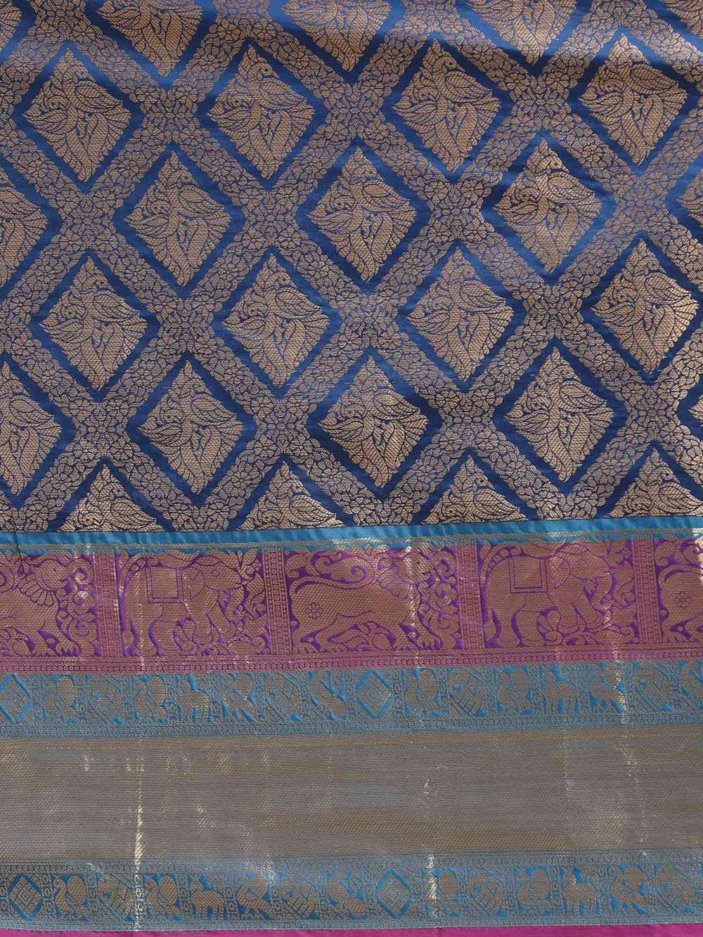 Banarasi Silk Cotton Royal Blue Colour Woven Design Saree