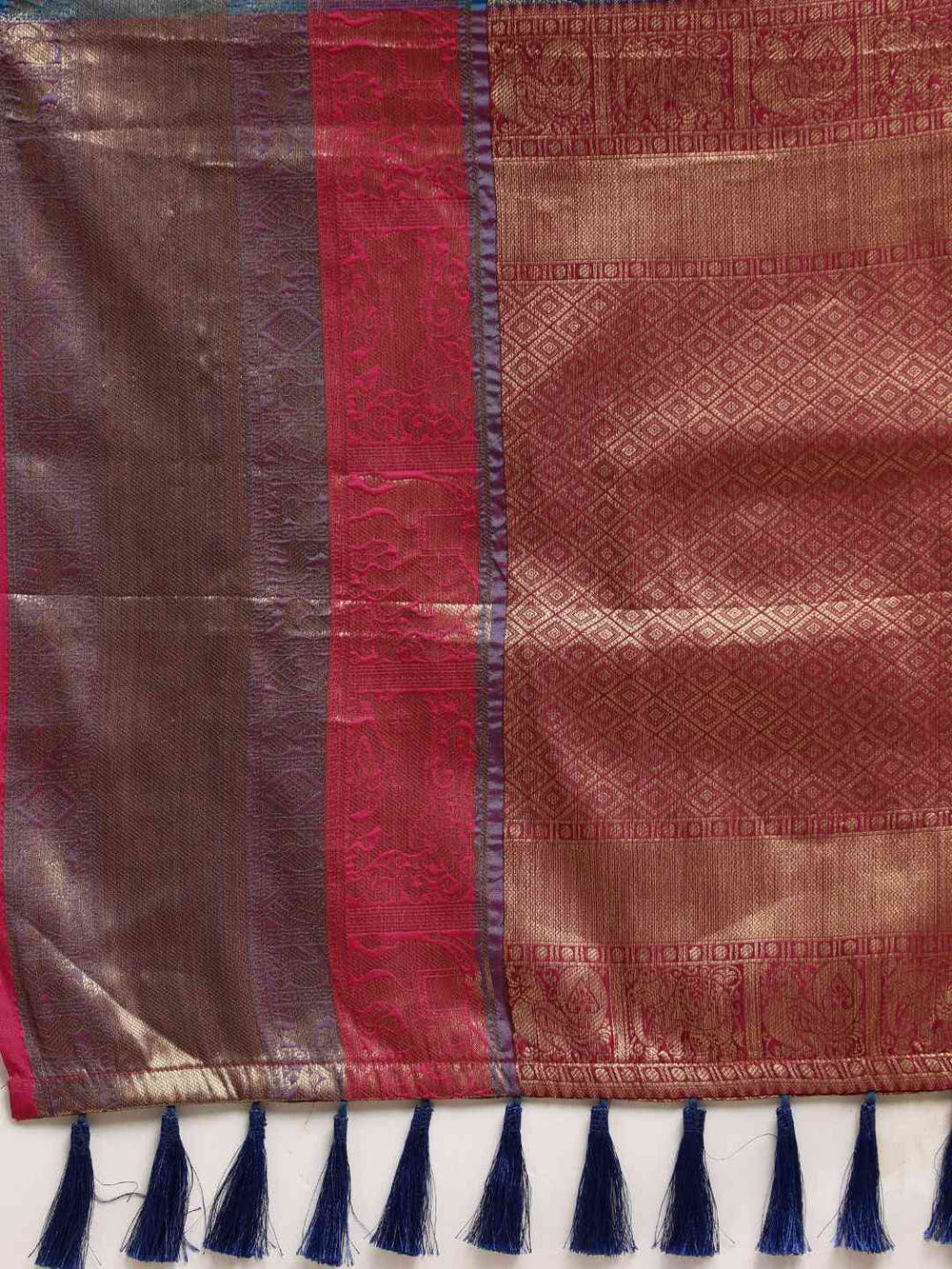 Banarasi Silk Cotton Royal Blue Colour Woven Design Saree
