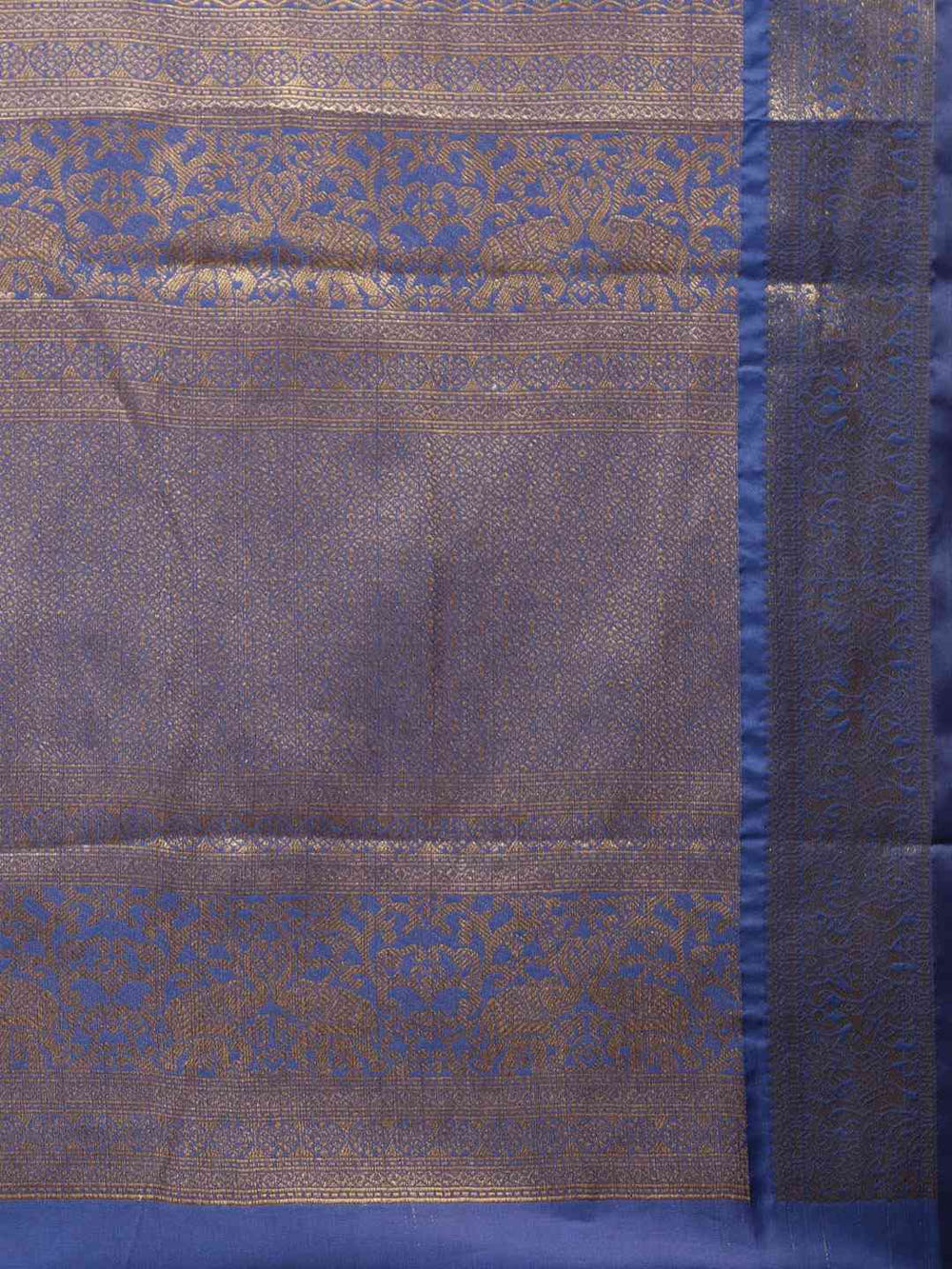 Kanjivaram Silk Saree Royal Blue Colour With  Checked Print