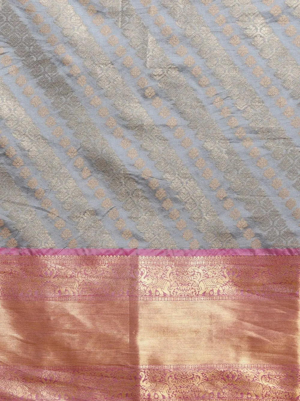 Pure Kanjivaram Grey Colour Zari Silk Saree