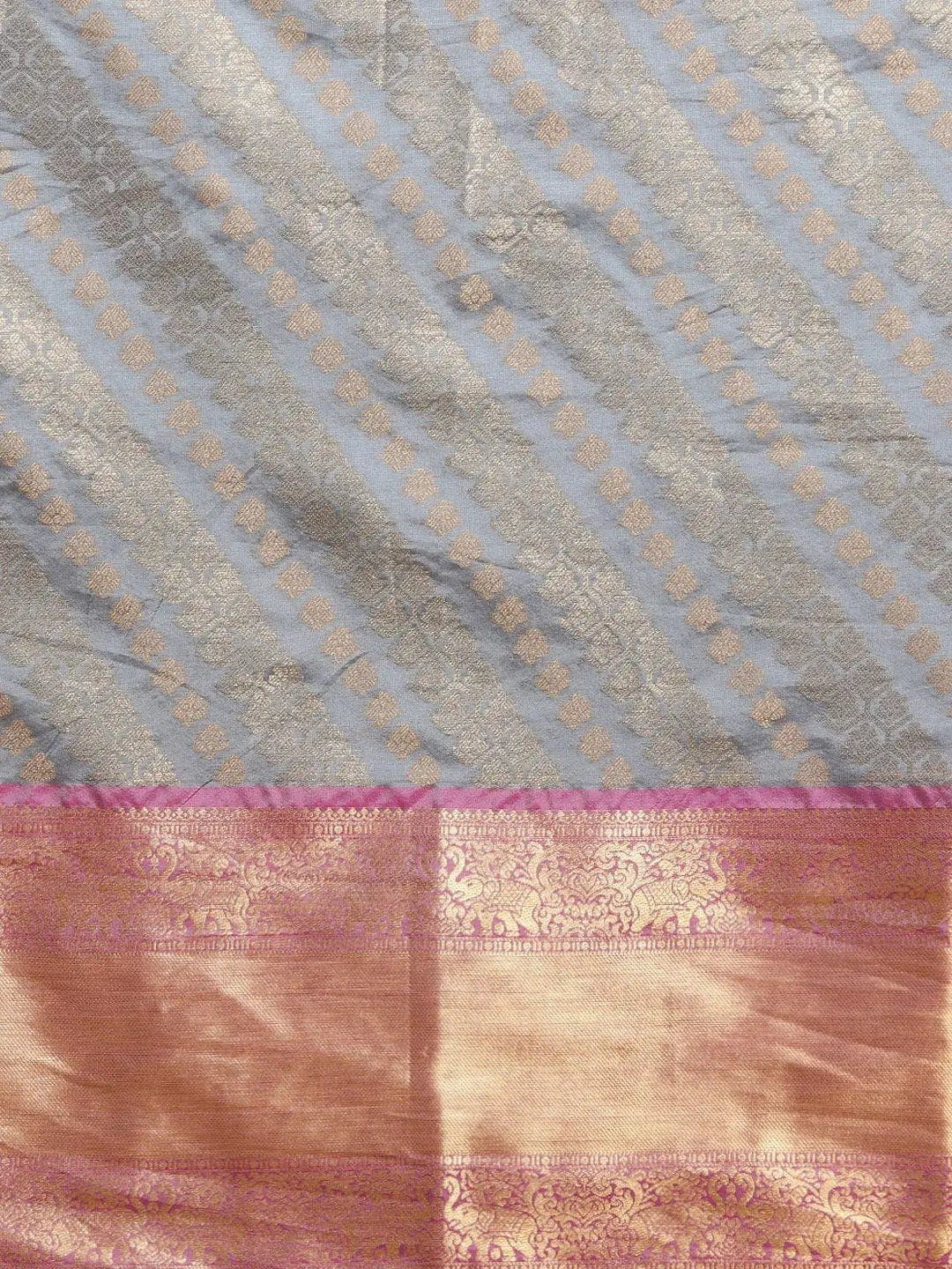 Pure Kanjivaram Grey Colour Zari Silk Saree