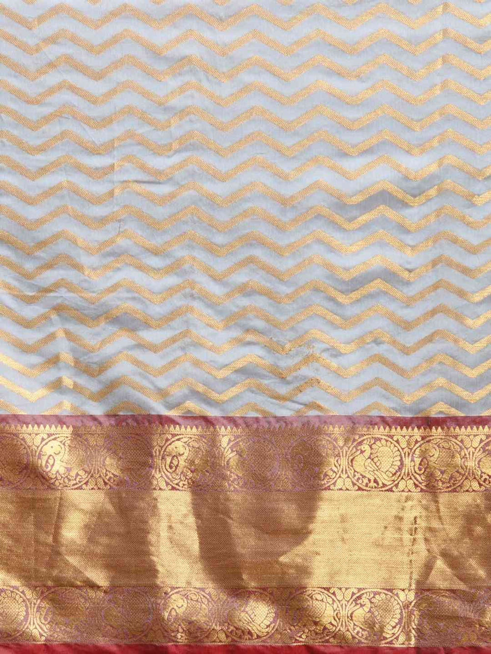 Pure Kanjivaram Silk Grey Colour Geometric Print Saree