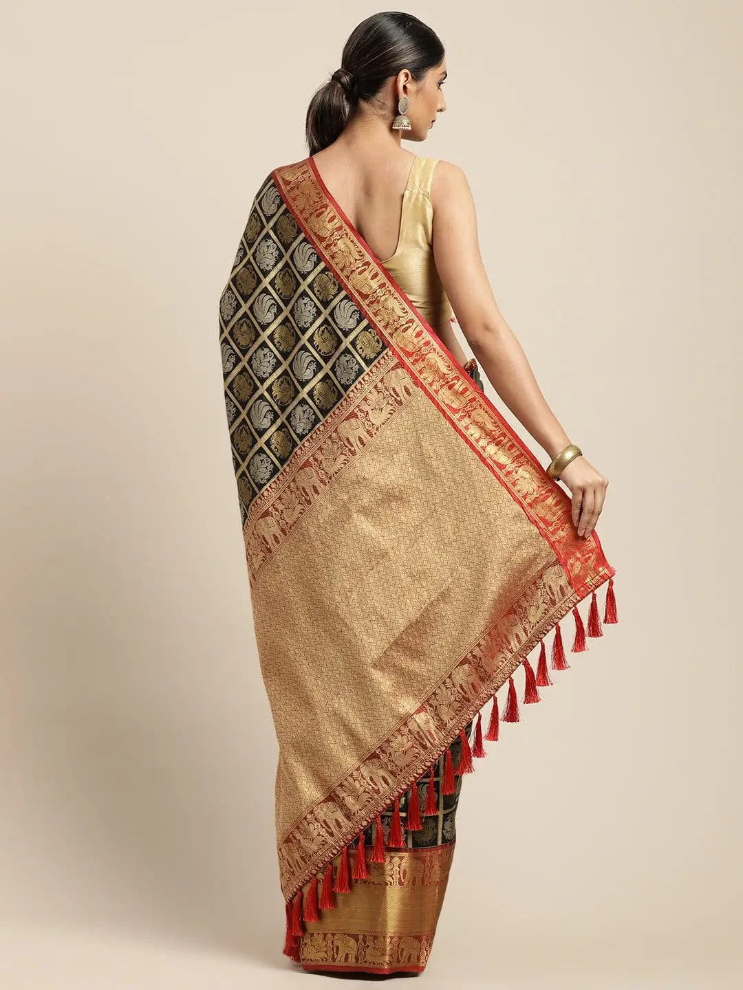 Exclusive Banarasi Pattu Zari Motifs Festive Wear Saree