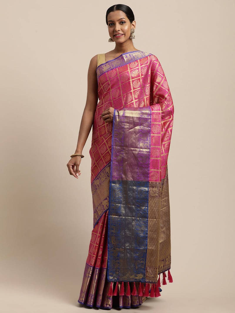 Exclusive Banarasi Pattu Zari Motifs Festive Wear Saree