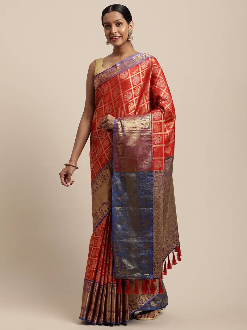 Exclusive Banarasi Pattu Zari Motifs Festive Wear Saree