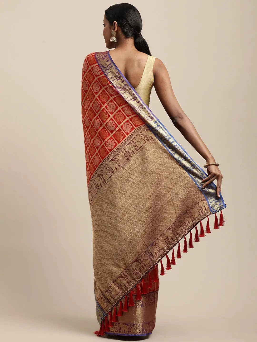 Exclusive Banarasi Pattu Zari Motifs Festive Wear Saree