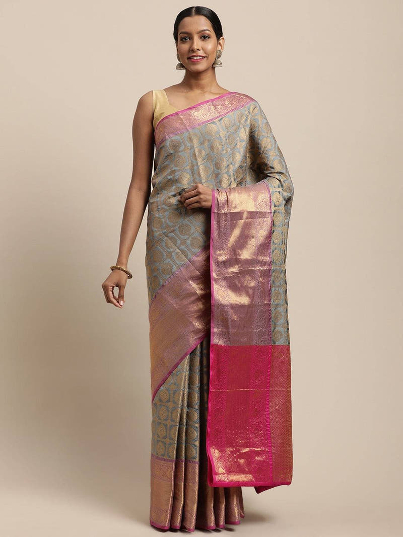 Exclusive Banarasi Pattu Zari Motifs Festive Wear Saree