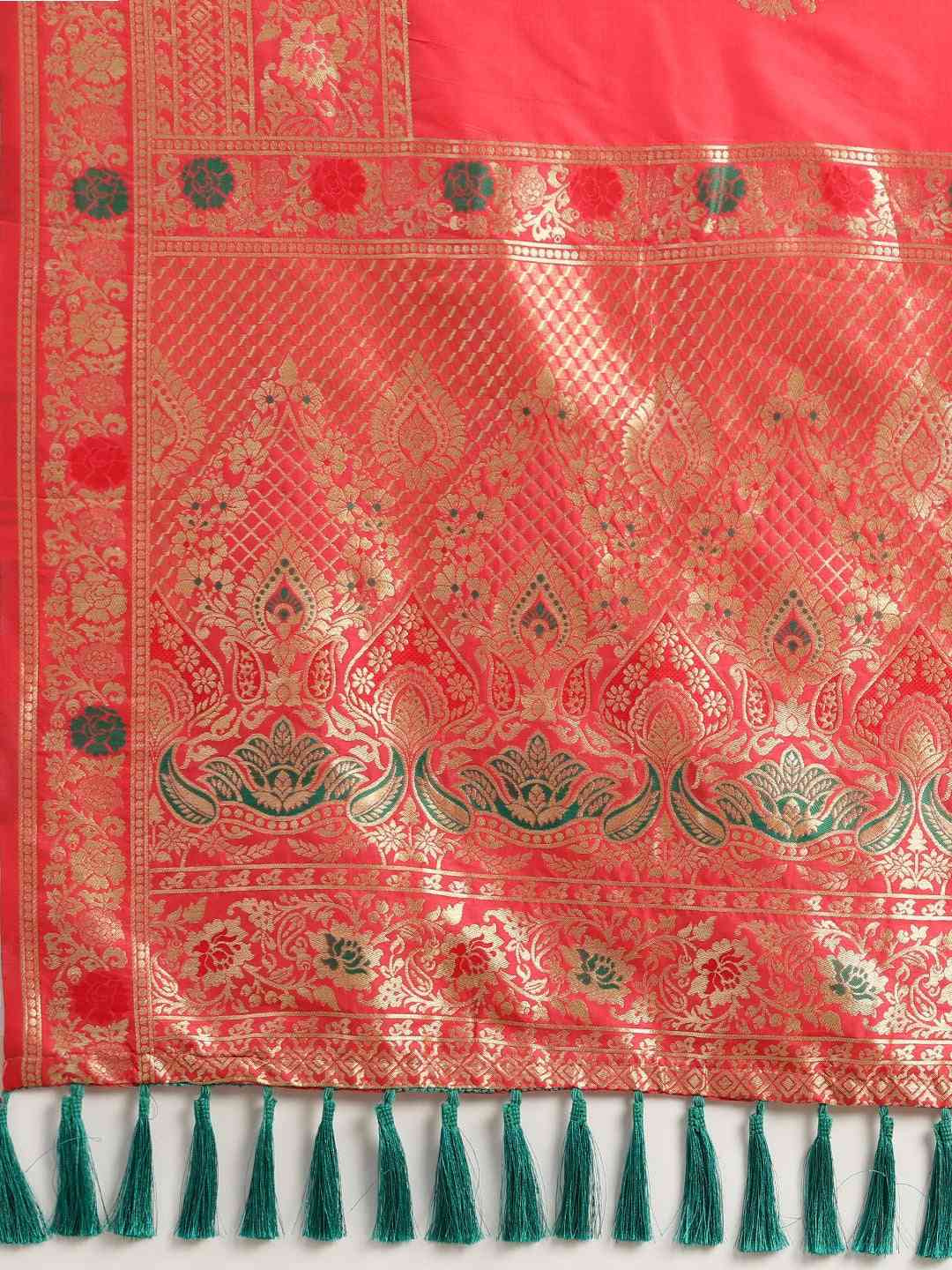 Kanjivaram Gajari Colour Woven Design And Zari Saree