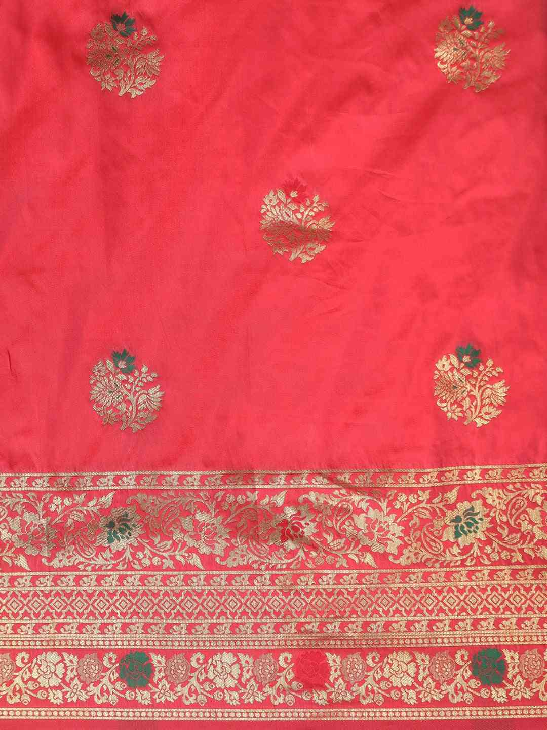 Kanjivaram Gajari Colour Woven Design And Zari Saree