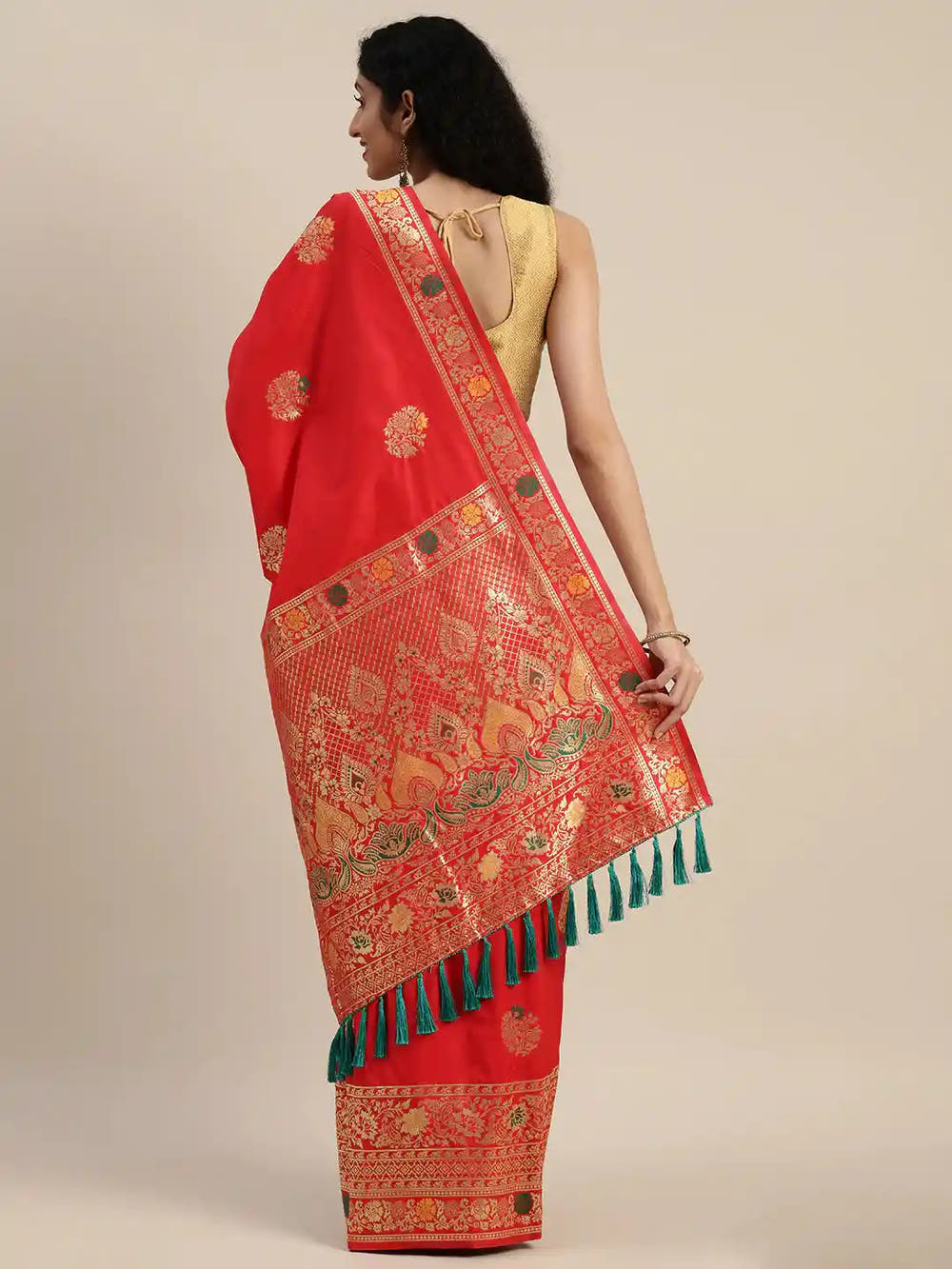 Kanjivaram Red Colour Woven Design And Zari Saree