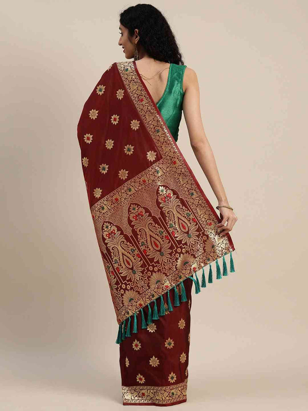 Pure Kanjivaram Silk Brown Colour  Woven Design Saree