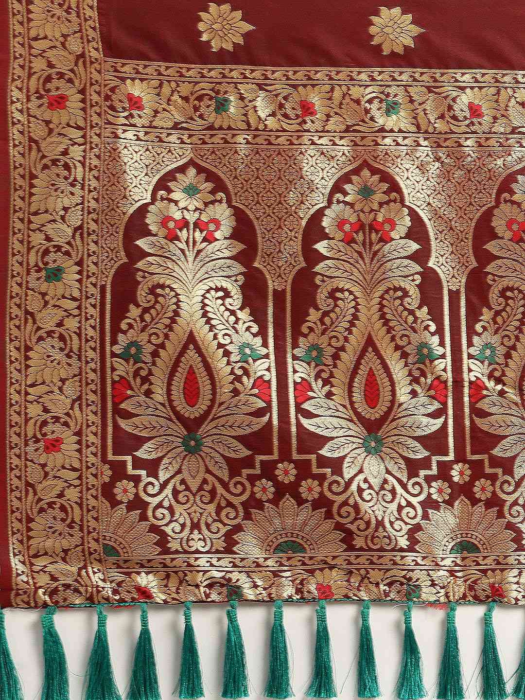 Pure Kanjivaram Silk Brown Colour  Woven Design Saree