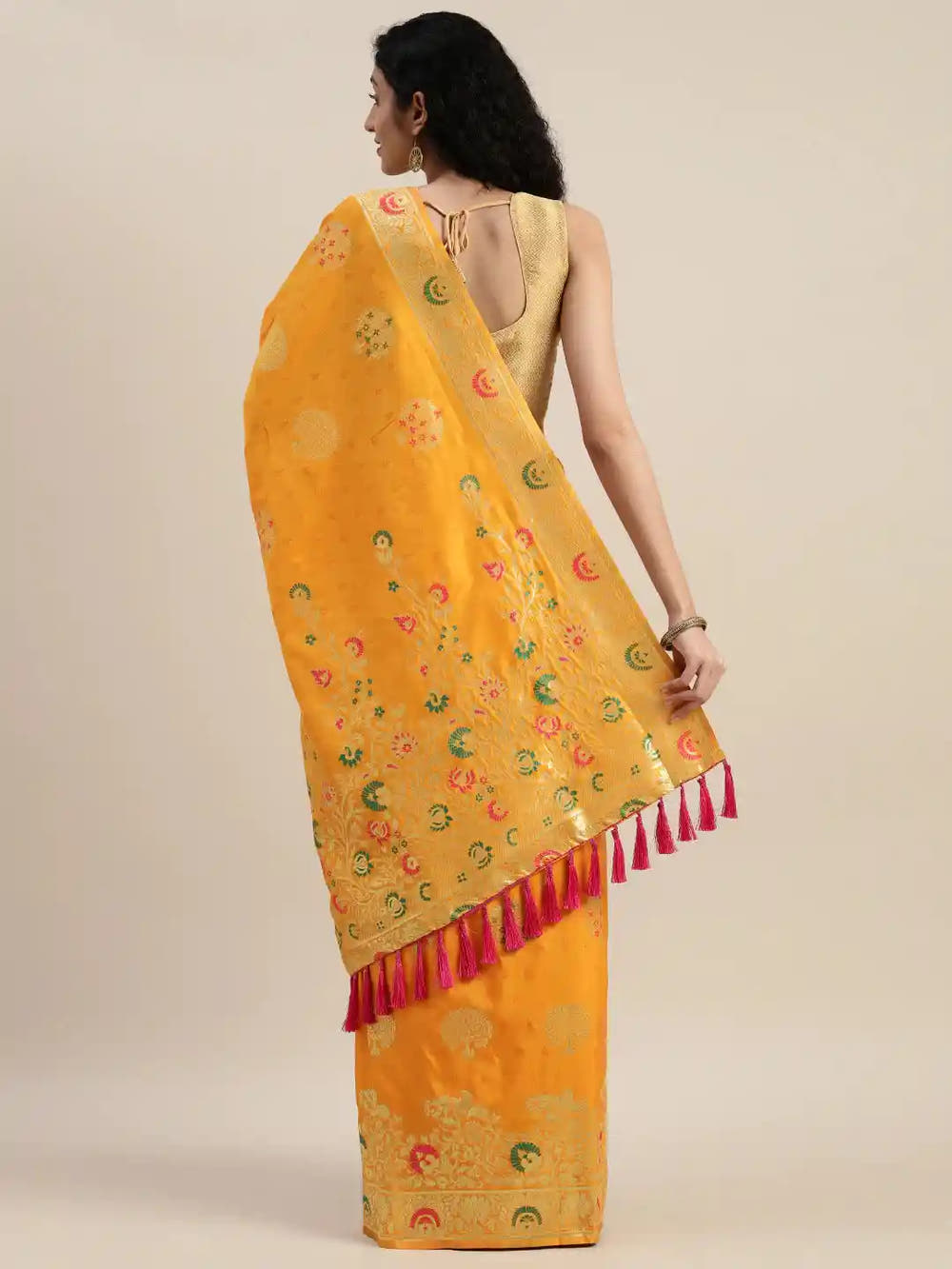 Kanjivaram Silk Woven Design With Resham Tassel Saree