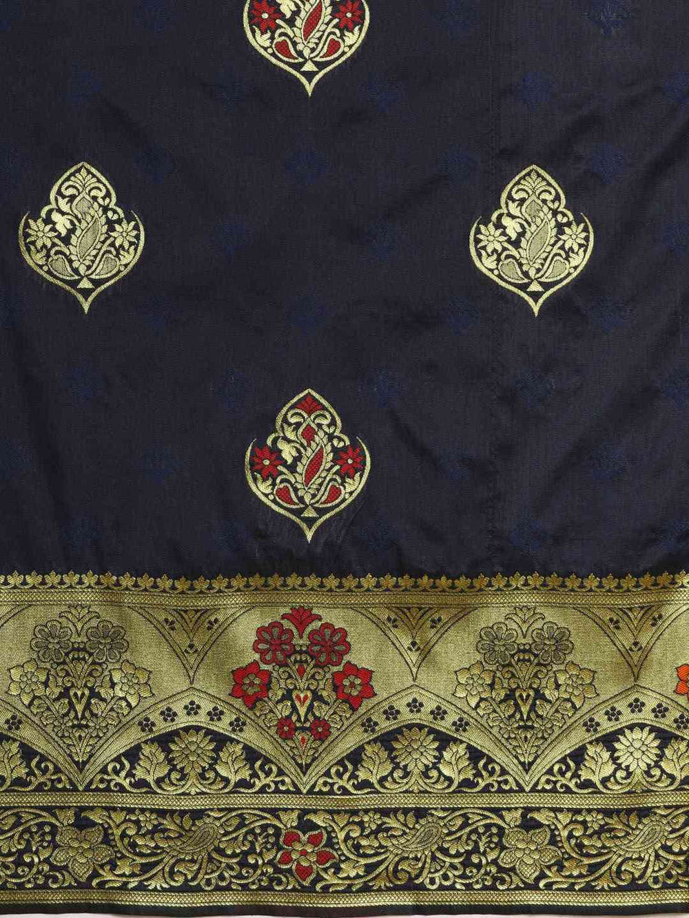 Stylish Navy Colour Kanjivaram Silk Woven Design Saree