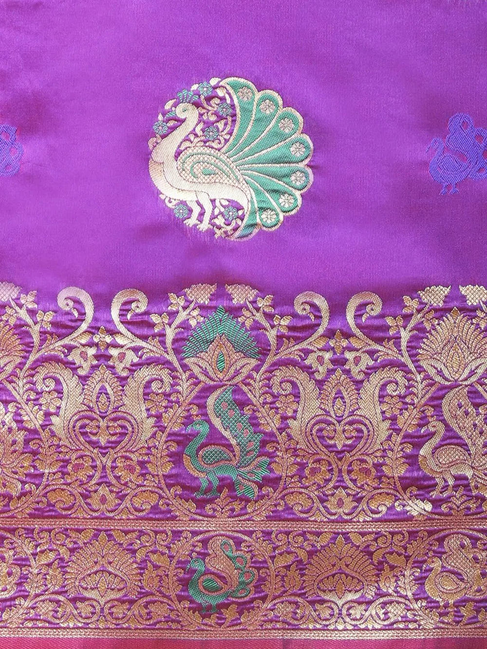 Purple Colour Silk Blend Woven Design Kanjivaram Saree