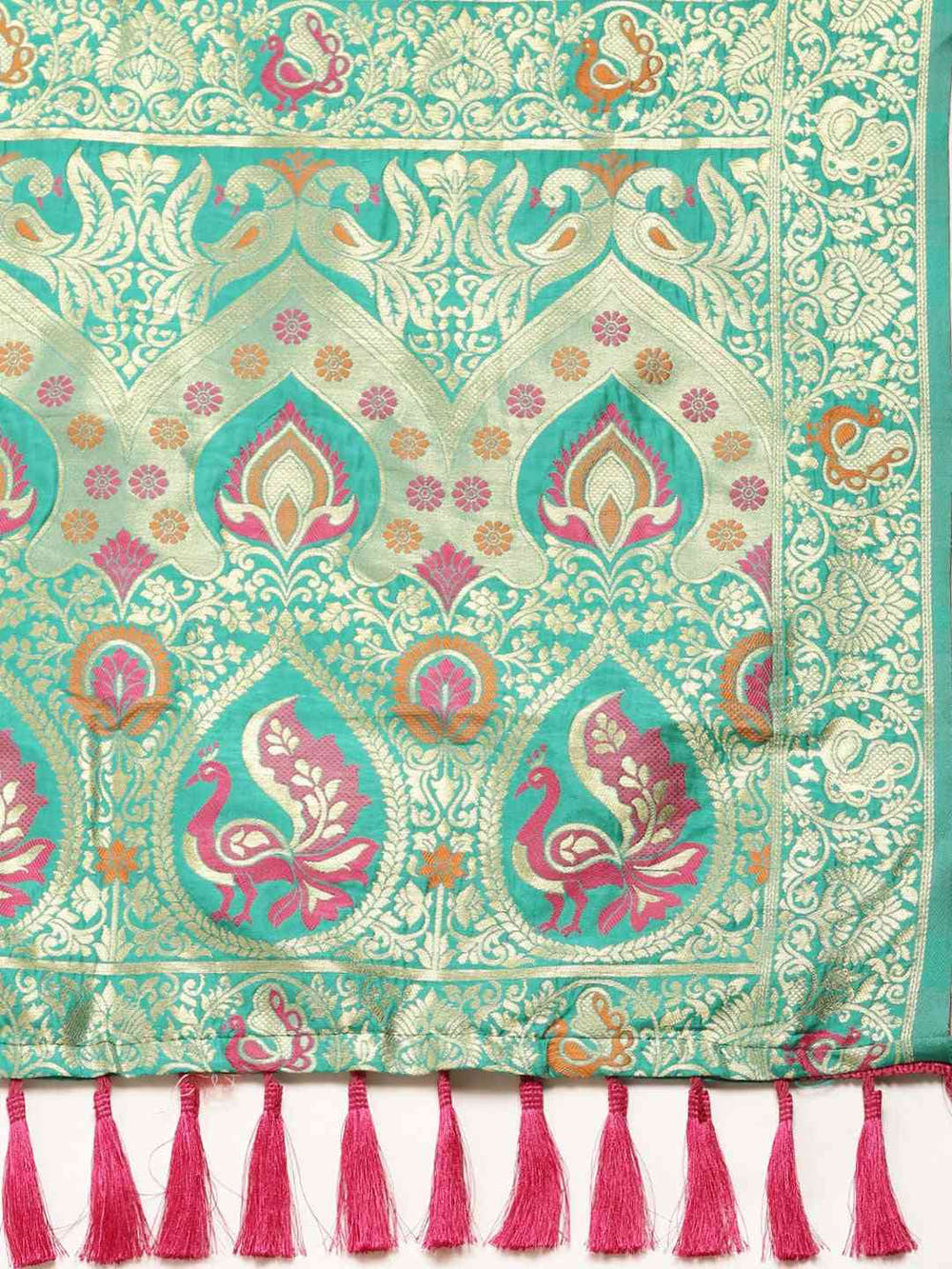 Kanjivaram Silk Turquoise Colour  Woven Design Saree