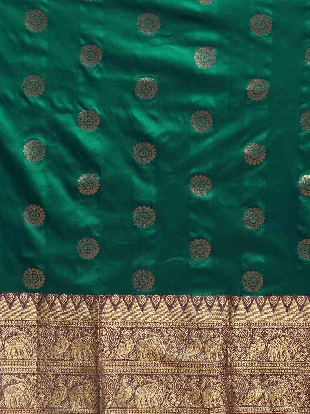 Kanjivaram Zari Woven Green Colour Silk Saree