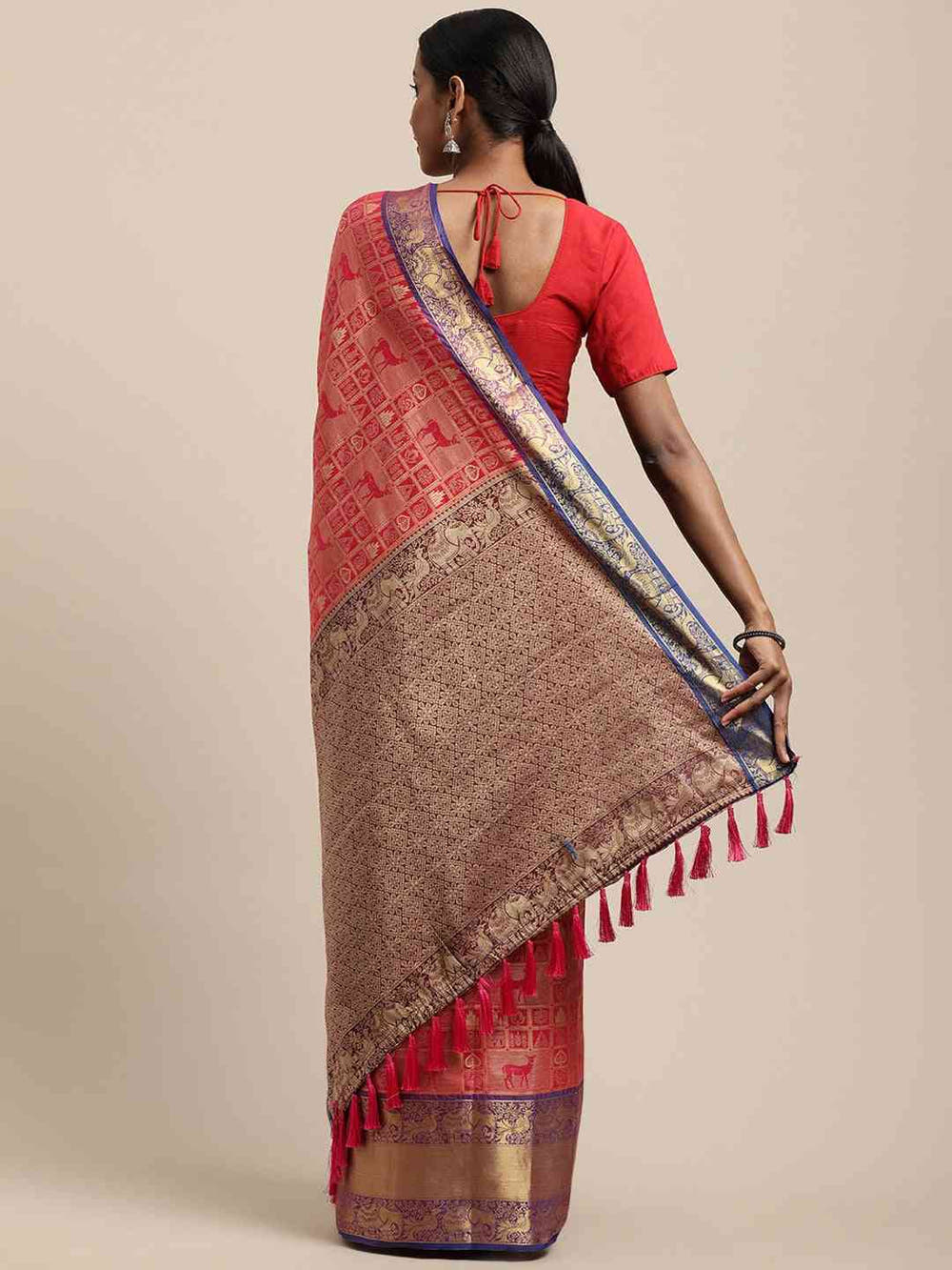 Banarasi Kanchi Woven Design Zari Gajari Colour Festive Wear Saree