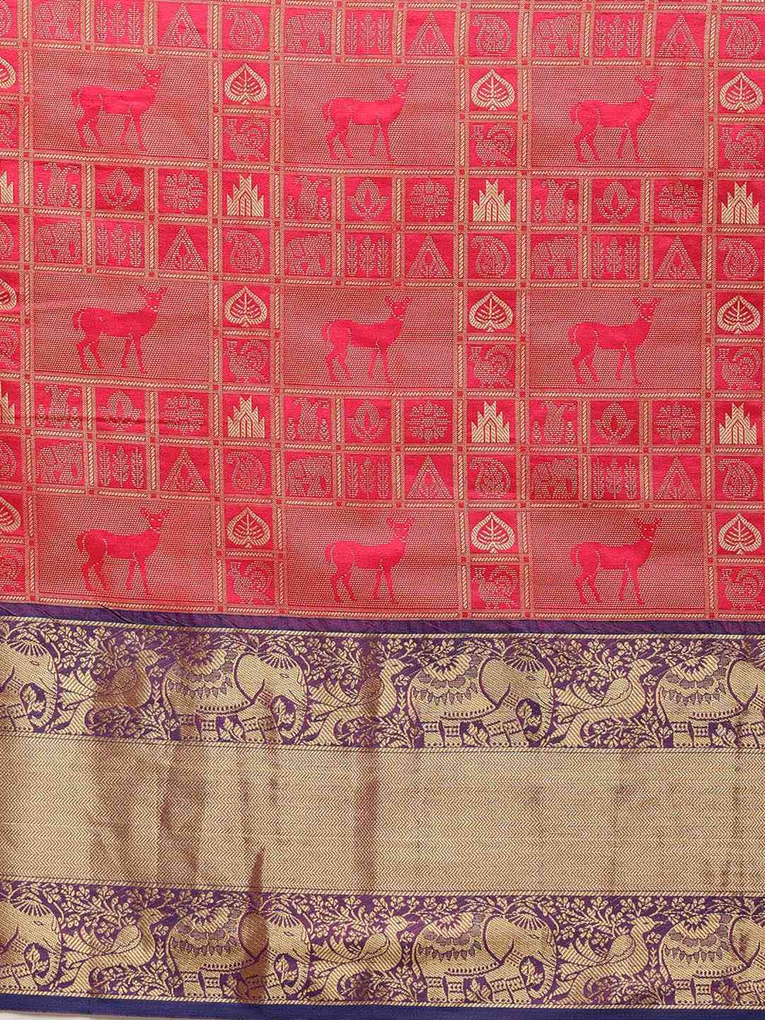 Banarasi Kanchi Woven Design Zari Gajari Colour Festive Wear Saree
