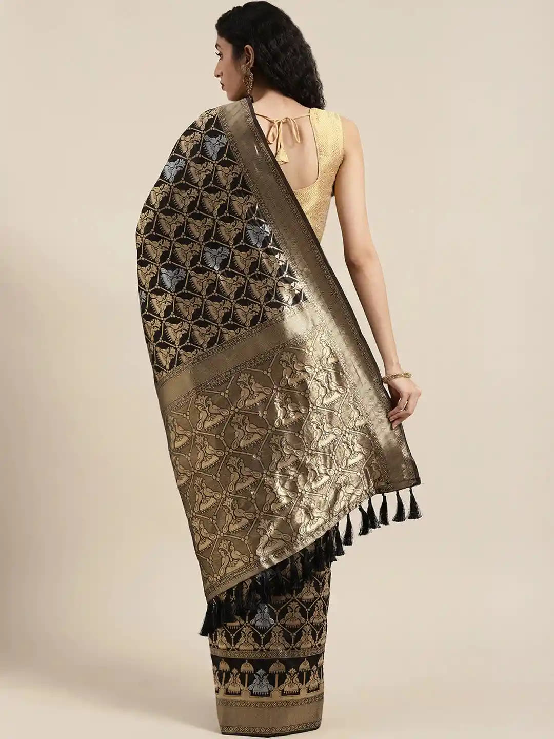 Beautiful Banarasi Black Colour Woven Design Saree