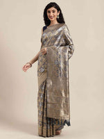 Beautiful Banarasi Grey Colour Woven Design Saree