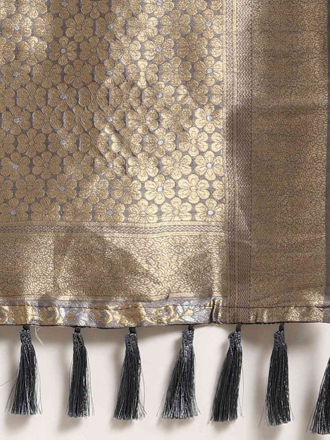 Banarasi Grey Colour Woven Design Silk Saree