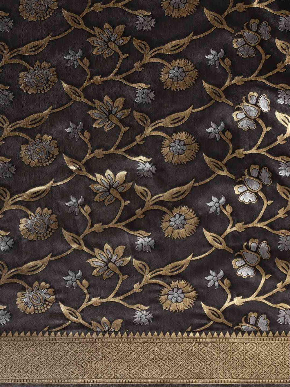 Banarasi Black Colour Woven Design Saree With Zari Border