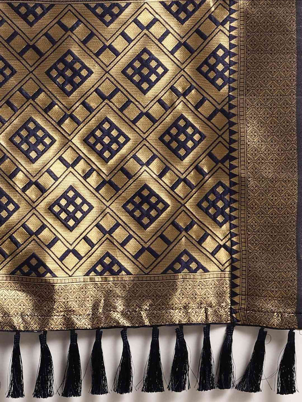Banarasi Navy Colour Woven Design Saree With Zari Border