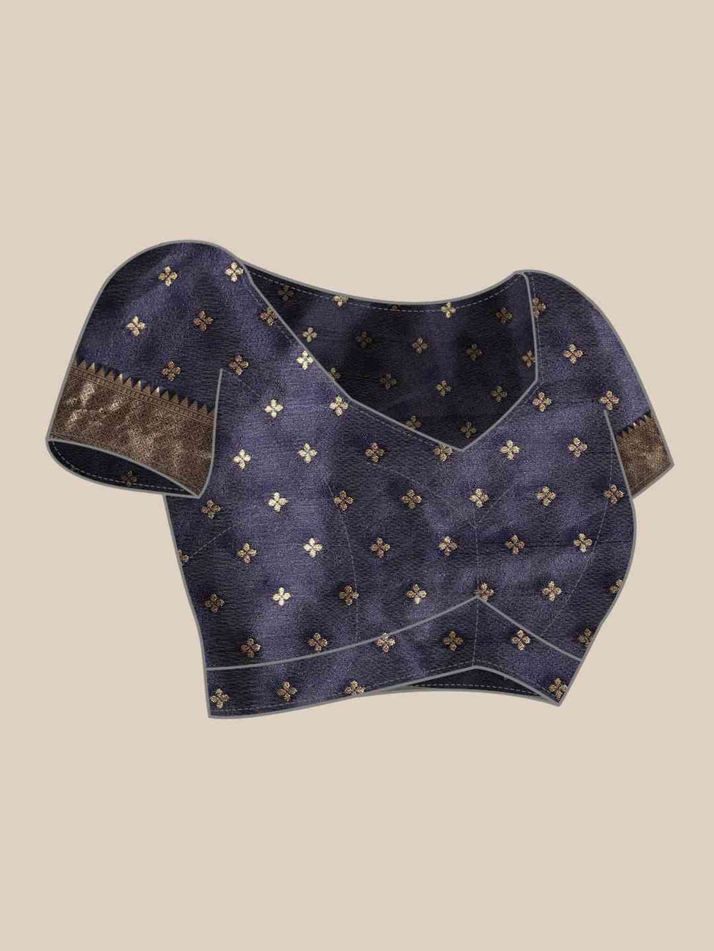 Banarasi Navy Colour Woven Design Saree With Zari Border