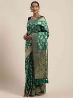 Banarasi Green Colour Woven Design Saree With Zari Border