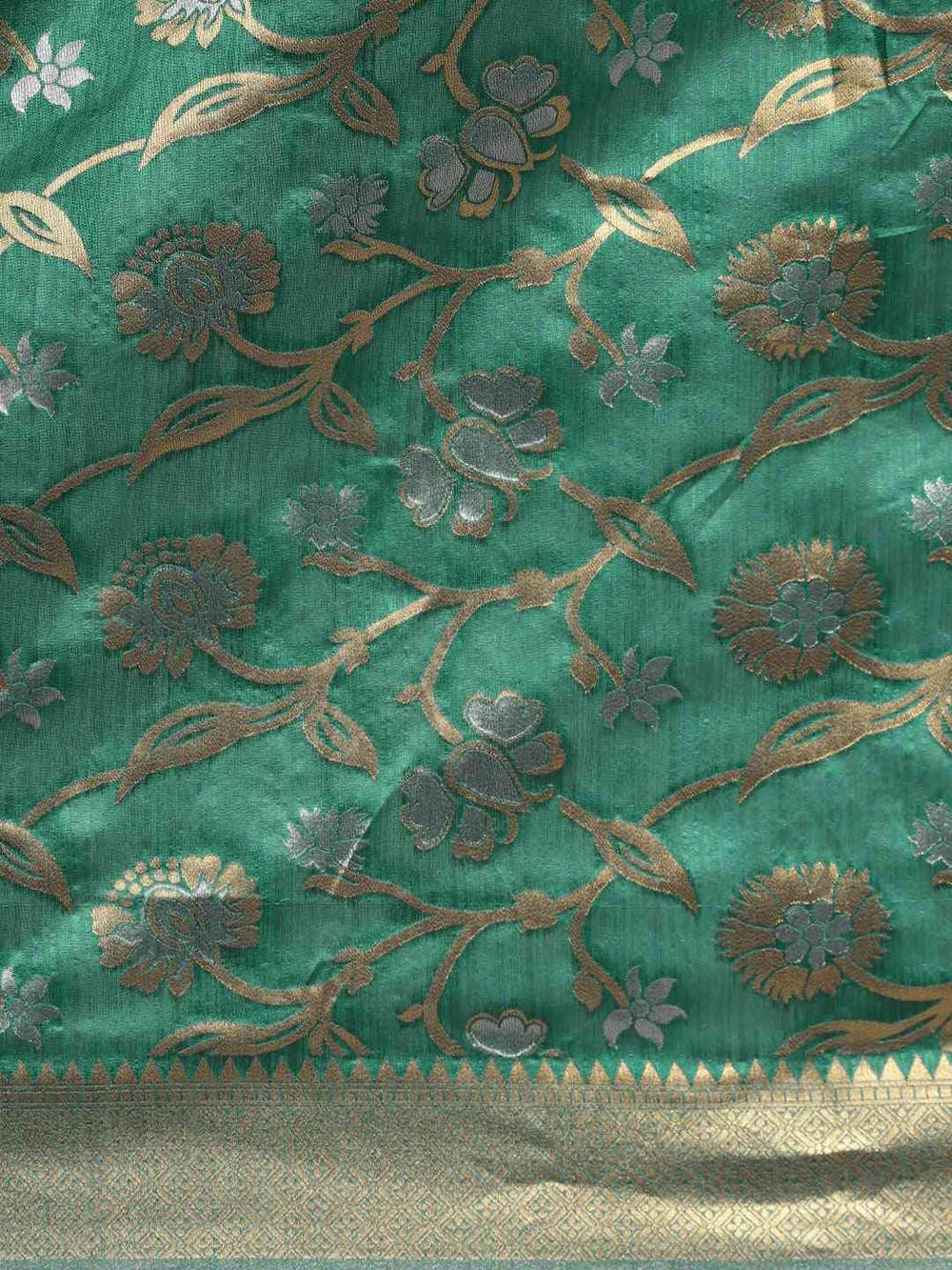 Banarasi Green Colour Woven Design Saree With Zari Border