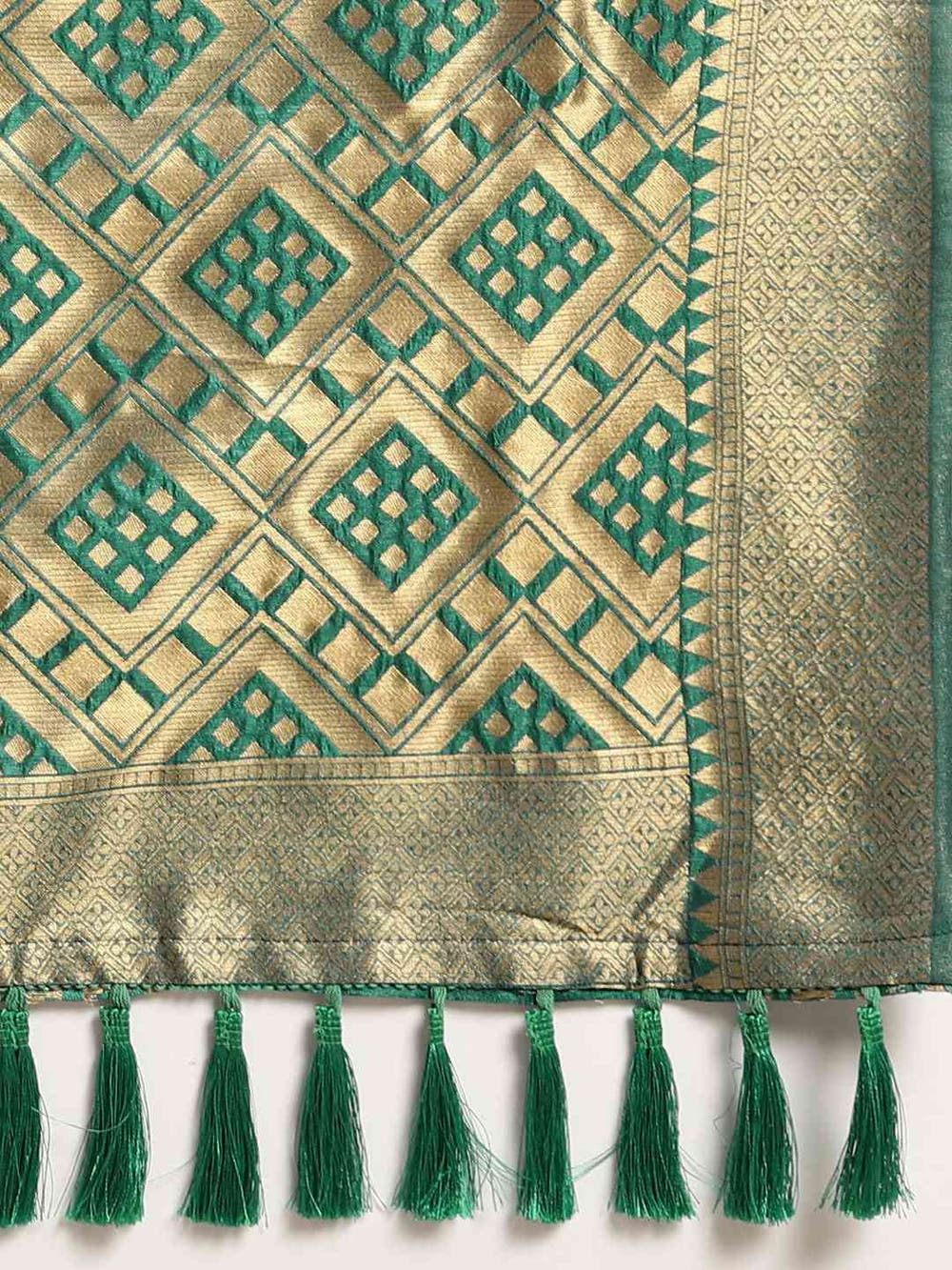 Banarasi Green Colour Woven Design Saree With Zari Border