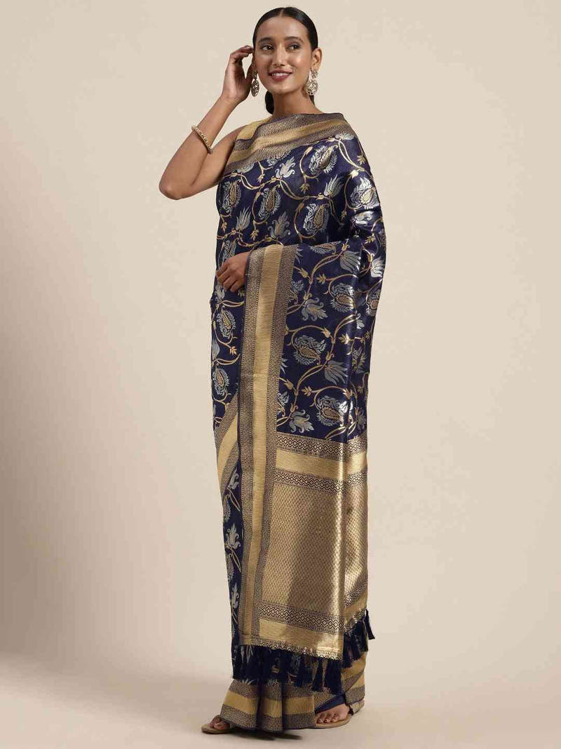 Banarasi Navy Colour Woven Design Saree