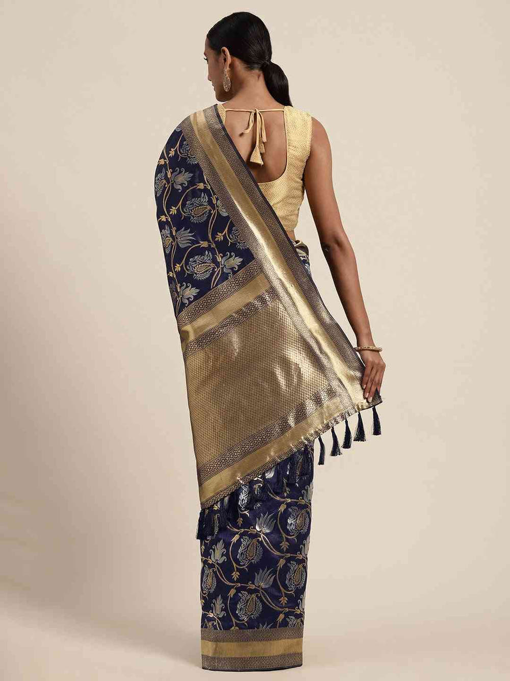 Banarasi Navy Colour Woven Design Saree
