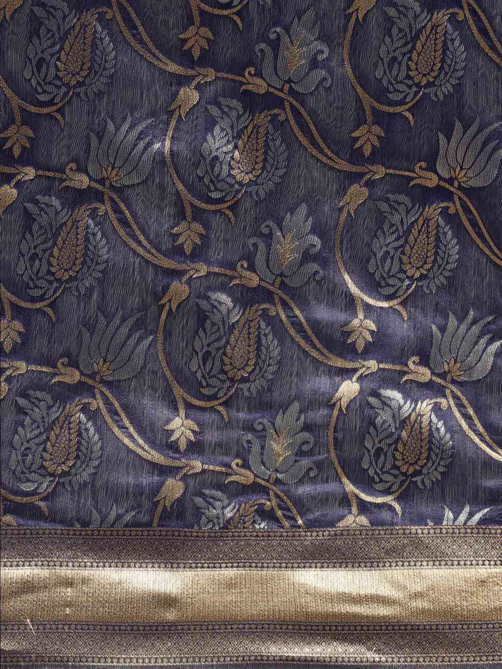 Banarasi Navy Colour Woven Design Saree
